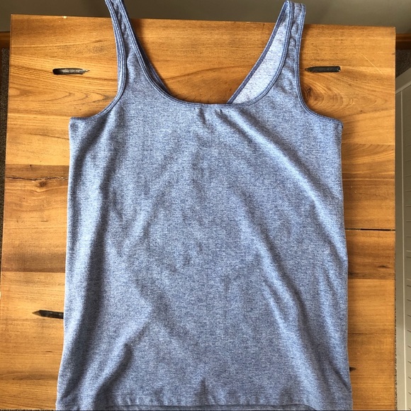 Anthropologie Eloise Blue Gray Spandex V- Neck Stretch Tank - Picture 3 of 9